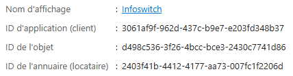 Übersicht einer Microsoft-Entra-App-Registrierung mit Anwendungs-ID Client und Verzeichnis-ID Mandant